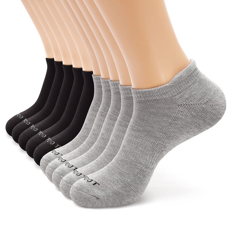 MONFOOT جوارب رياضية للرجال/النساء 10 أزواج مع وسادة كوشن للأداء مع كعب مرتفع، رمادي/أسود، مجموعة صغيرة - Image 1